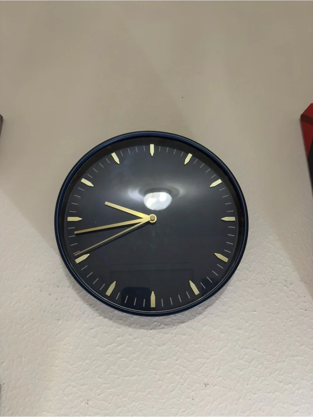 NWOT IKEA Modern Navy Wall Clock with Gold Hands